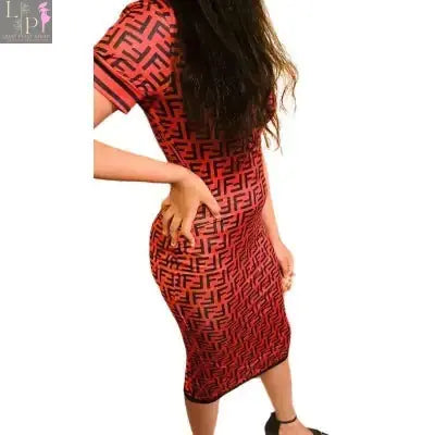 Women Long Dress Short Sleeves Lamp Post
